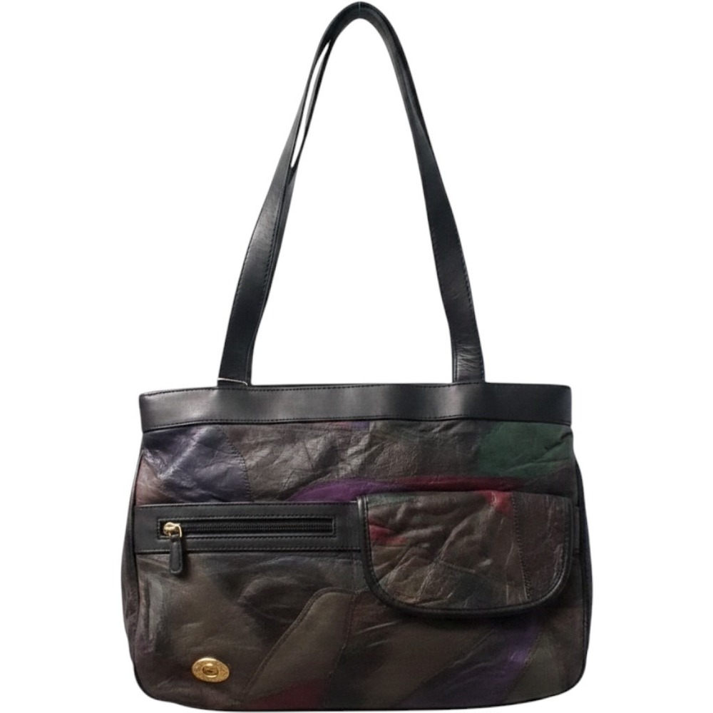 American Italy Vintage Patchwork Leather Shoulder Bag‎ Multi-Color Handbag 2000